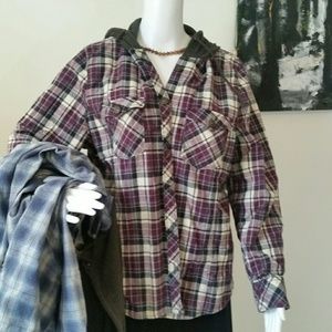 Bundle 2 XL Plaid Flannel women's shirt top purple